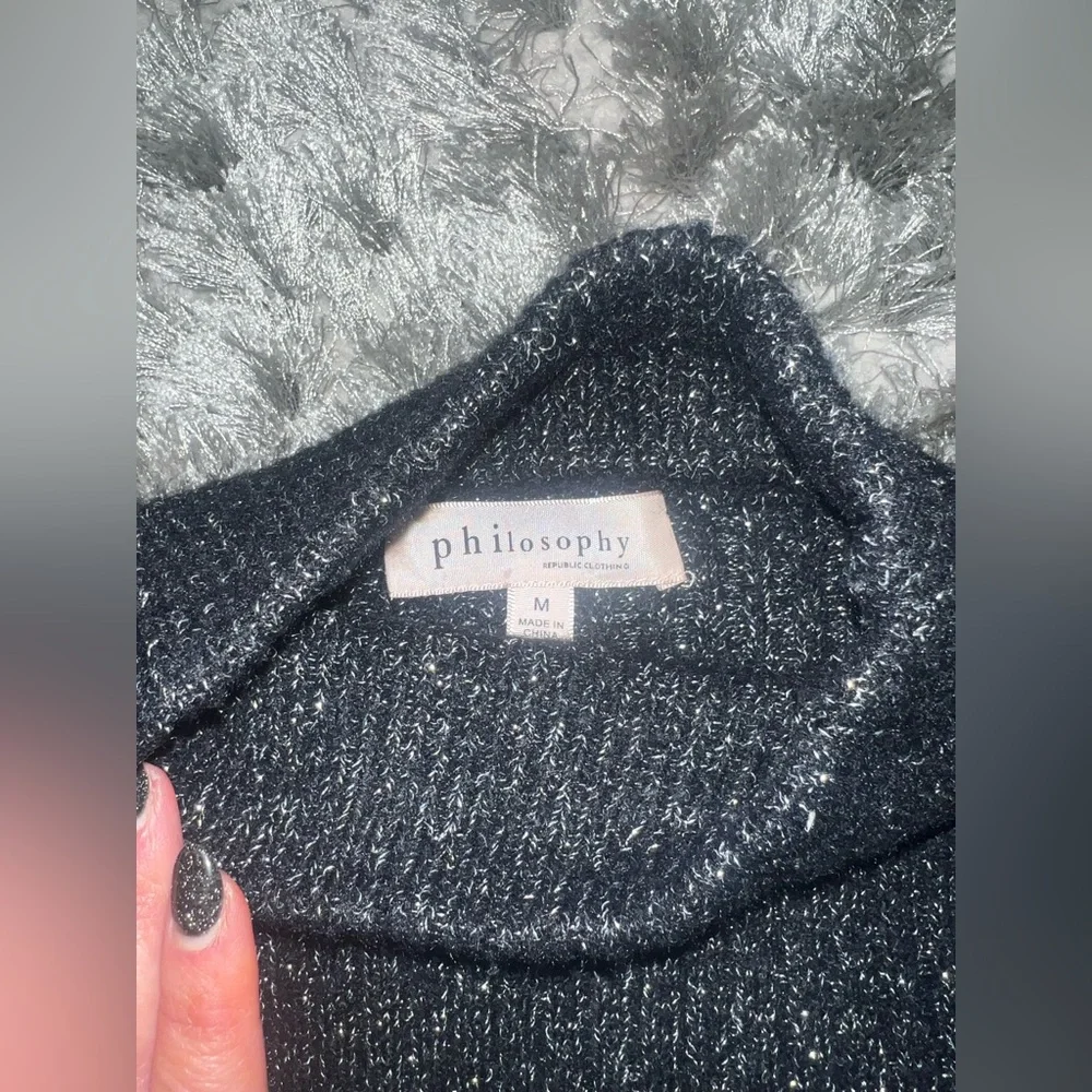 Women's Black Shimmer Sweater - Picture 4 of 5